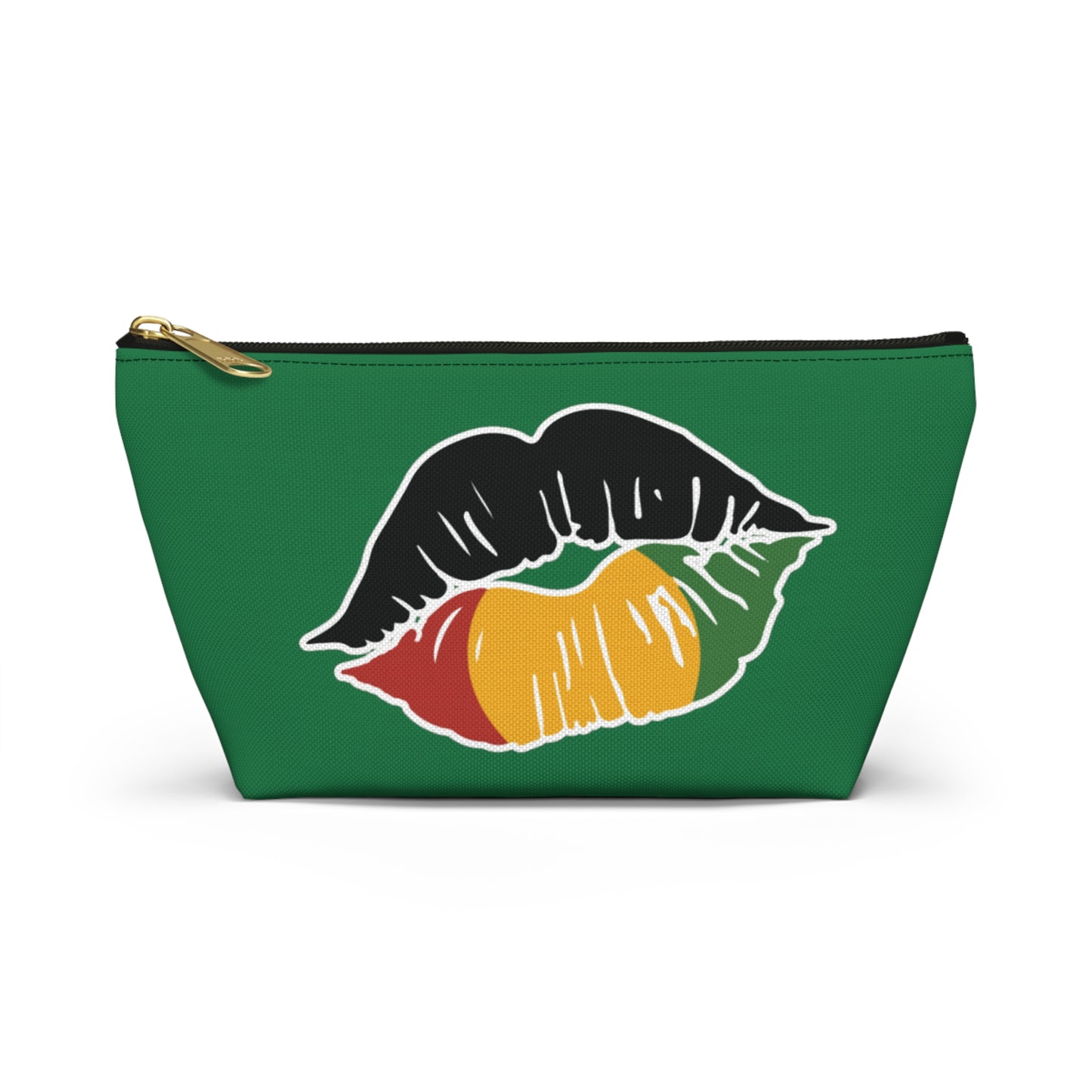 Juneteenth "Lips" Accessory Pouch w T-bottom - Green